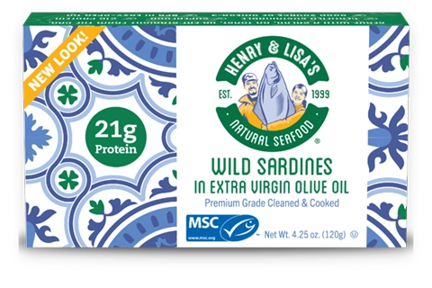 Box of Henry & Lisa's wild sardines in extra virgin olive oil