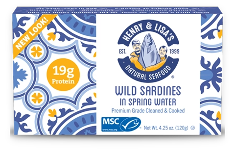 Box of Henry & Lisa's wild sardines in spring water 