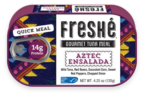 Freshé  Aztec Ensalada tuna meal packaging with colorful label